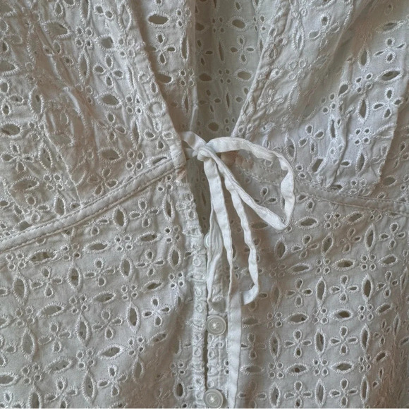 NWT Madewell Tie-Front Top in Eyelet Soft white XXS - Picture 13 of 14